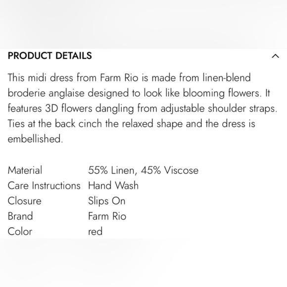 New Farm Rio Porcelain Garden Red Linen Midi Dress size Small - Picture 17 of 17